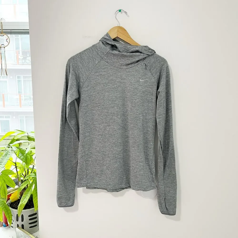 Nike Gray Funnel Neck Hoodie Sweatshirt Size Small